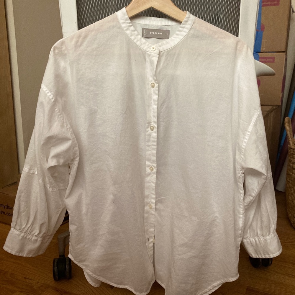 Everlane white 3/4 Sleeve Button Up